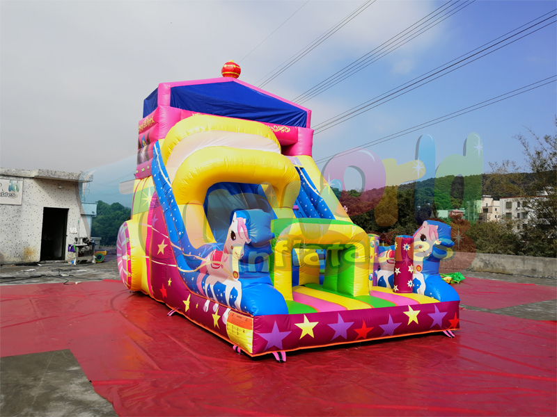 Diapositiva inflable comercial de la gorila inflable del unicornio de los niños de China