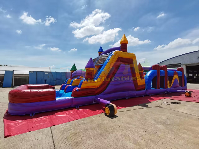 Castillo hinchable comercial para niños al aire libre, venta al por mayor, con carrera de obstáculos