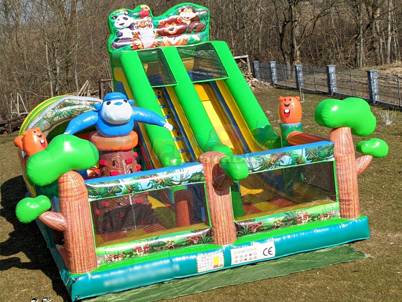 Açık çocuklar sıçrayan ev açılan slayt sıçrama yaşam dolu kale şişme hayvanat bahçesi parkı