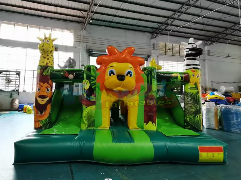 Ticari çocuklar sıçrama ev aufblasbare hupfburg şişme safari yaşam dolu kale