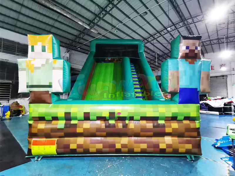 Toptan ticari çocuklar slaytlı şişme ev satılık şişme minecraft slayt