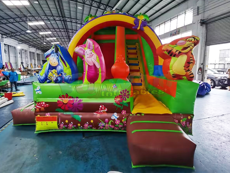 Ticari sınıf çocuk partisi winnie the pooh atlama kalesi şişme disney slayt