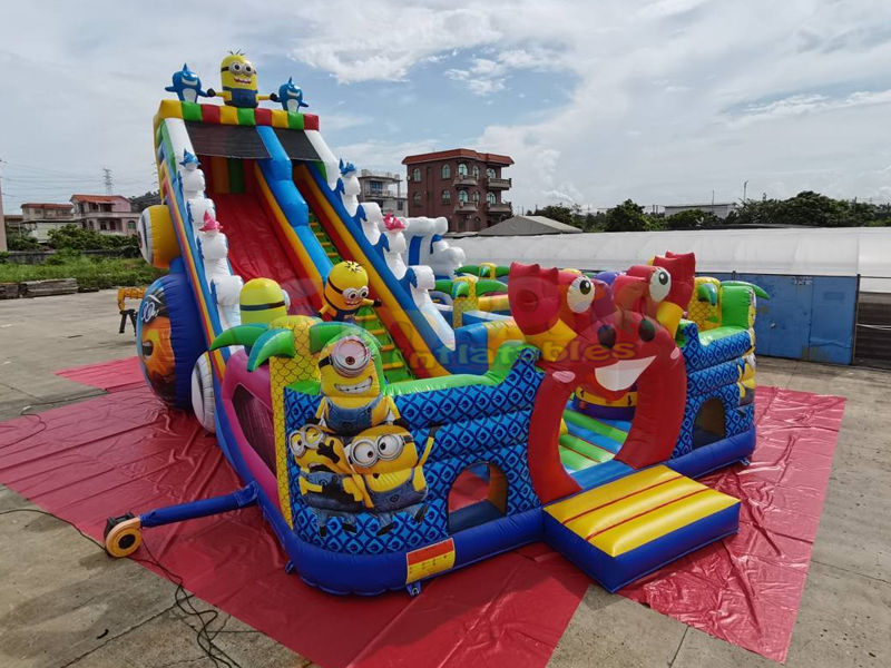 Dev açık parti zıplayan kale sıçrama ev açılan slayt şişme minion eğlence parkı