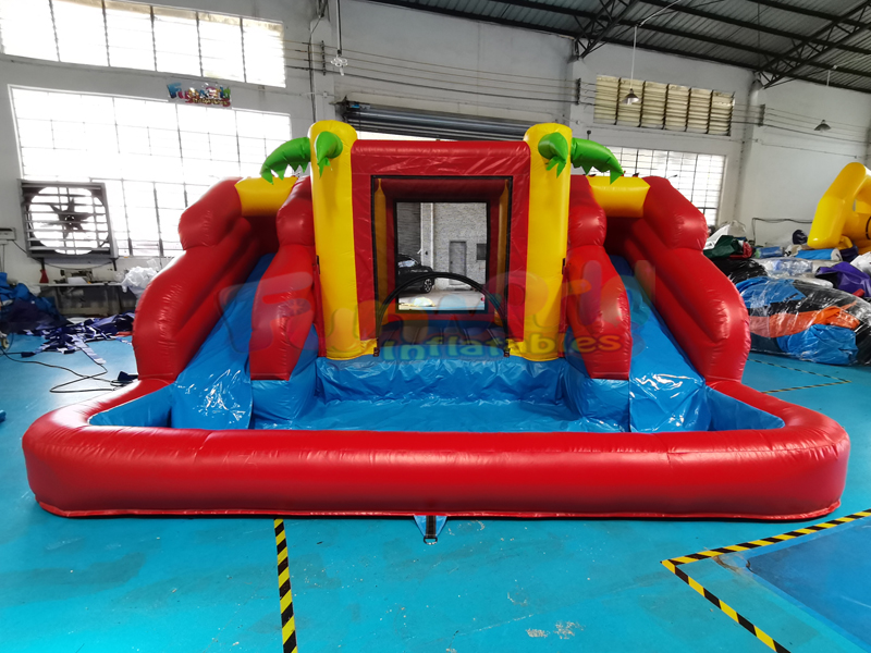 Großhandel kommerzielle Outdoor-Kinder Hüpfburg aufblasbare Hinterhof tropische Wasserrutsche