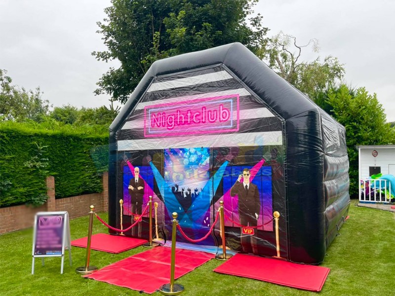Kommerzielle schwarze Disco-Party im Freien, aufblasbarer Nachtclub mit aufblasbarem Kneipenzelt