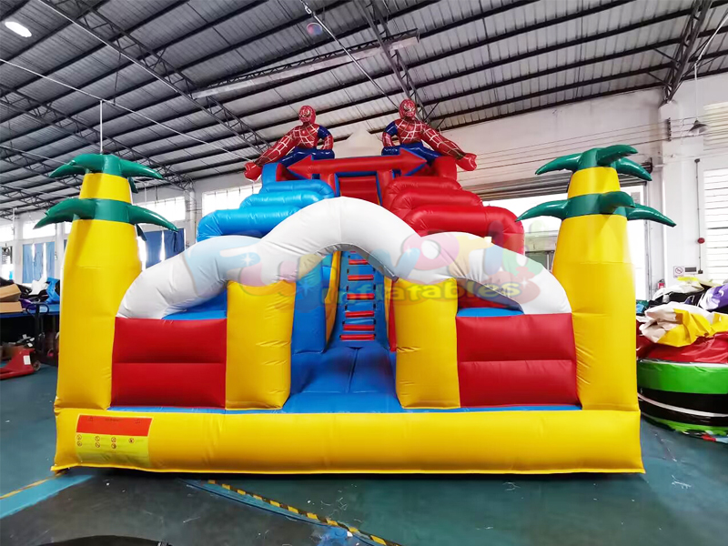 Doppelseitige, kommerzielle Hüpfburg für Partys im Freien, aufblasbare Spiderman-Rutsche für Kinder