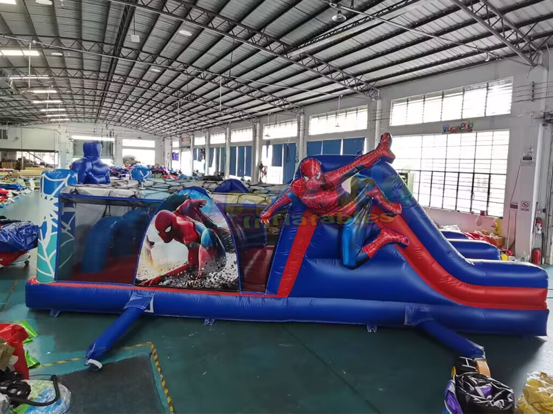 Hüpfburg für Kinderpartys mit Rutsche und aufblasbarem Spiderman-Hindernisparcours