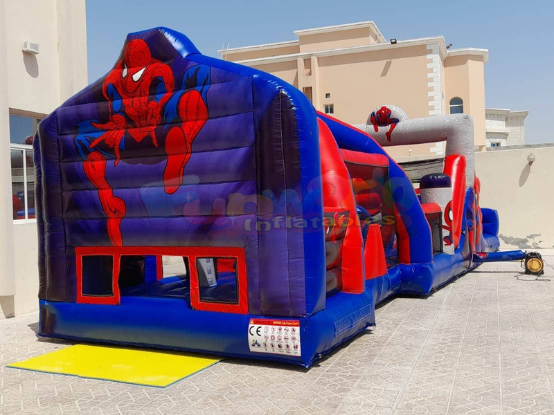 Riesiger Party-Hüpfburg-Hüpfburg-aufblasbarer Spiderman-Hindernisparcours im Freien