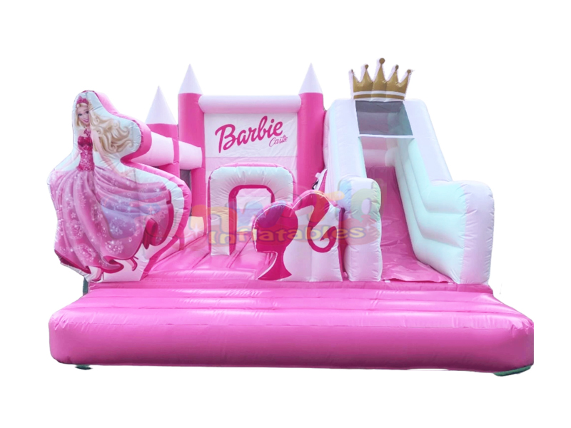 Château gonflable de Barbie de maison de rebond de cavaliers de partie de videur combiné d'enfants