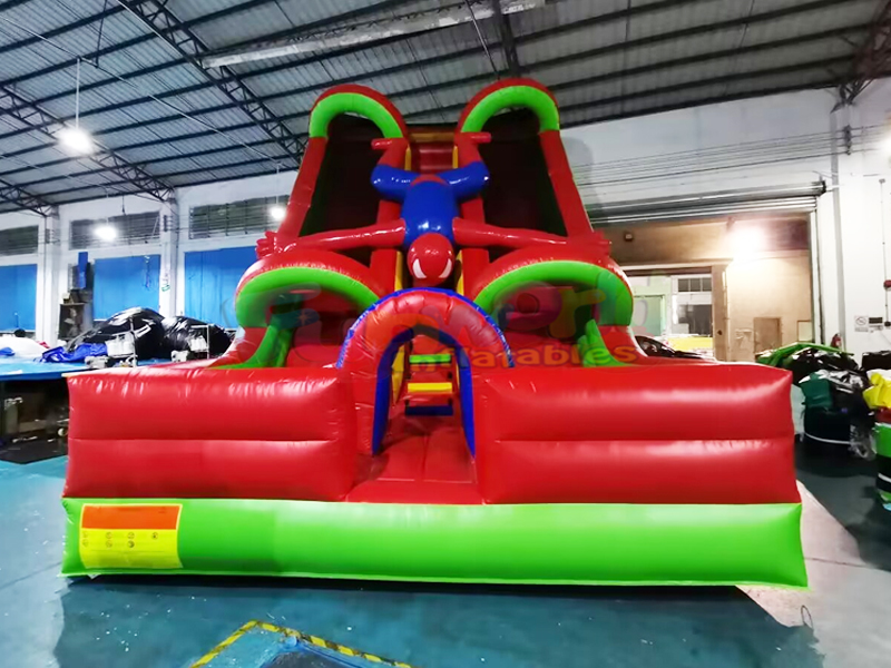 Castello gonfiabile commerciale per bambini, scivolo gonfiabile per feste Spiderman