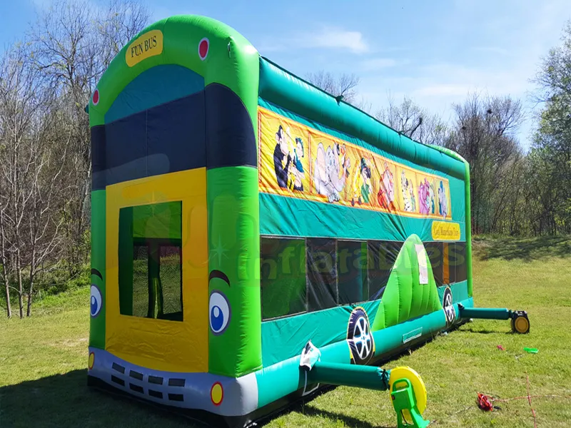 Adults Inflatable Fun Bus Safari Bounce House inflatable school bus bounce house for parties