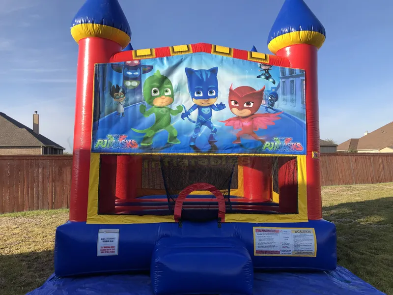 18ft multi colored wet bouncy castle combo bouncer water slide inflatable pj mask bounce house