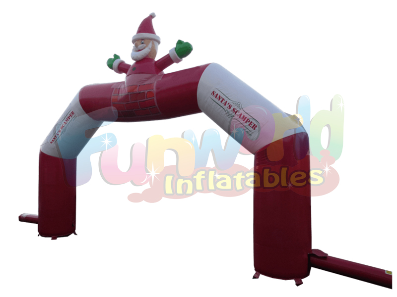 Nieuwe ontwerp duurzaam opblaasbare kerst santa boog leisure inflatables welkom boog voor reclame