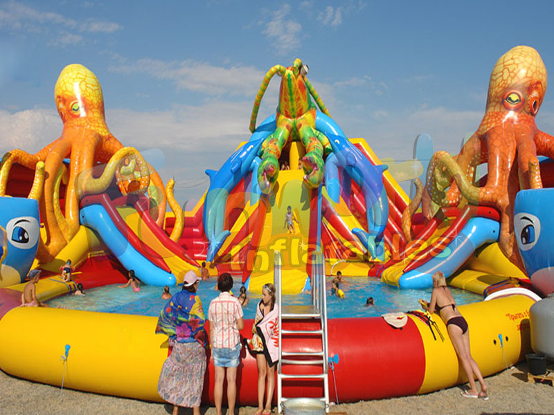 Parque acuático inflable gigante parque acuático isla flotante inflable con piscina
