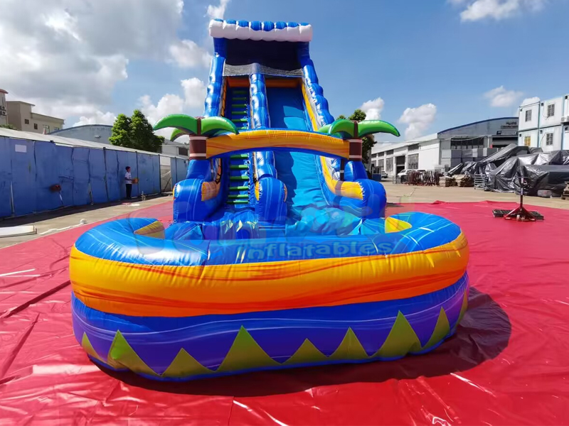 Party jumping house commercial bouncy castle inflatable tropical water slide for kids