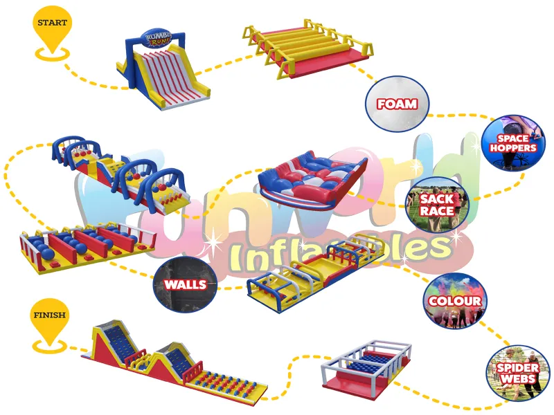 China 5K death drops mega slide obstacle boot camp inflatable obstacle course for sale
