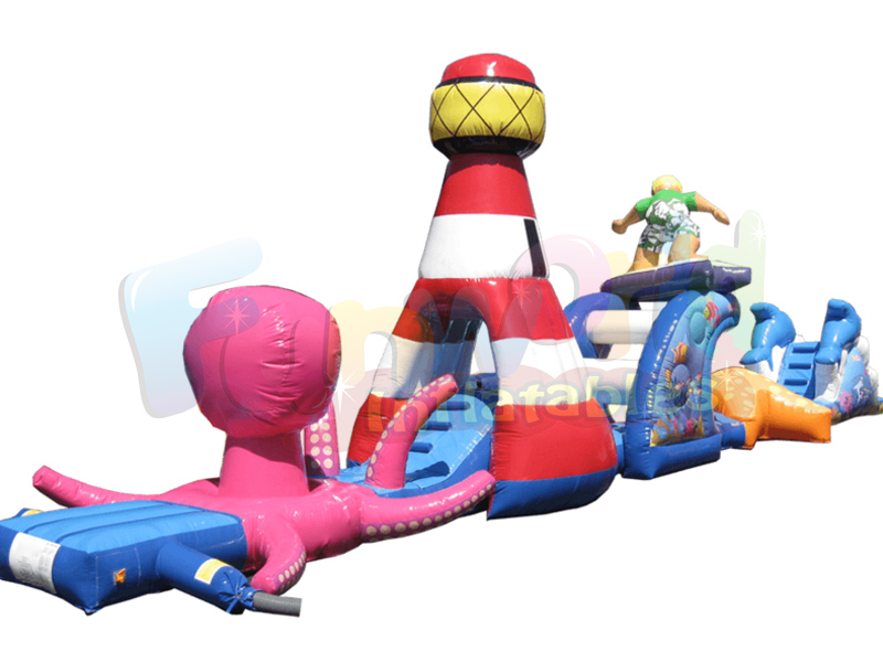 Gran piscina inflable juguetes inflable flotante obstáculo piscina volar juguetes